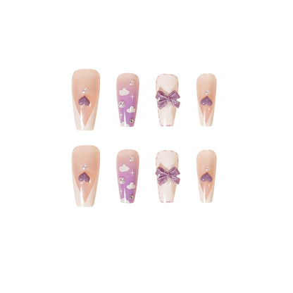 White clouds PRESS ON NAILS