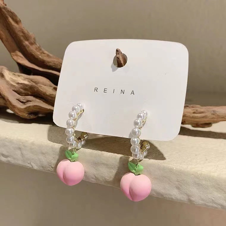 Pearl pink peach earring earrings