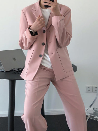 Loose Solid Casual Blazer Lapel Outwear