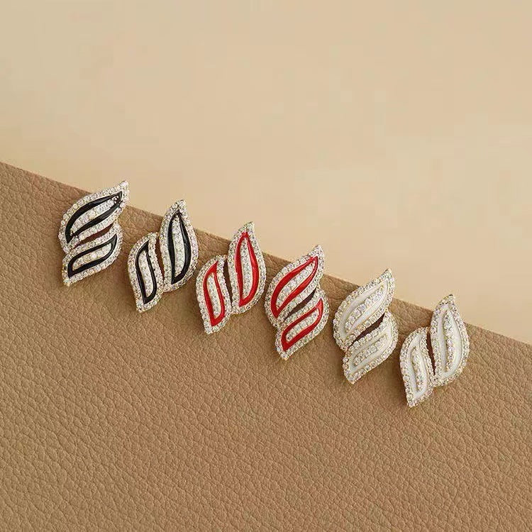 S925 Silver Needle Fashion Full Diamond Leaf Earrings