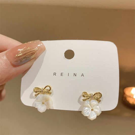 Bow flower earrings