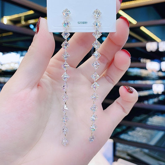 S925 Silver Needle Super Flash Zircon Earrings
