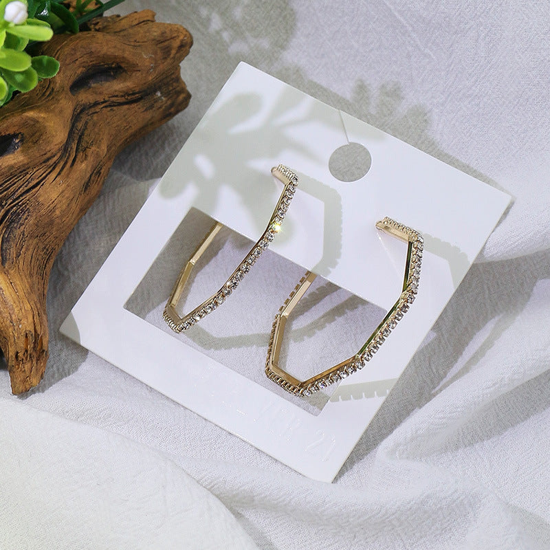 Geometric ring frosted earrings