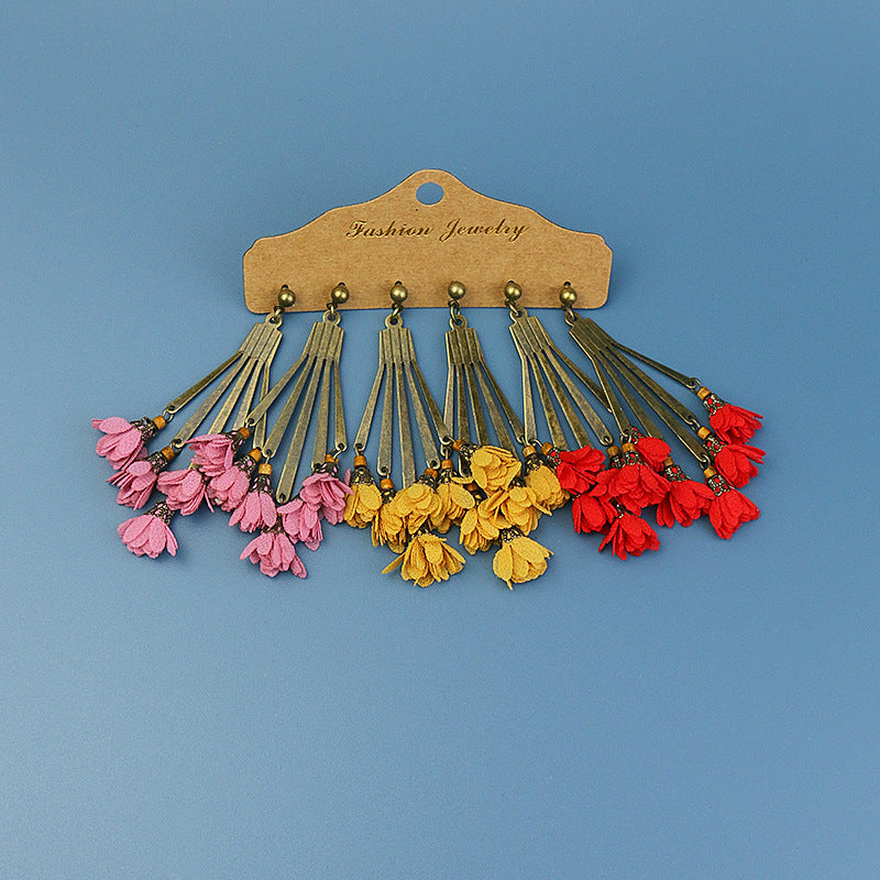 Tassel flowers large circle vintage earrings