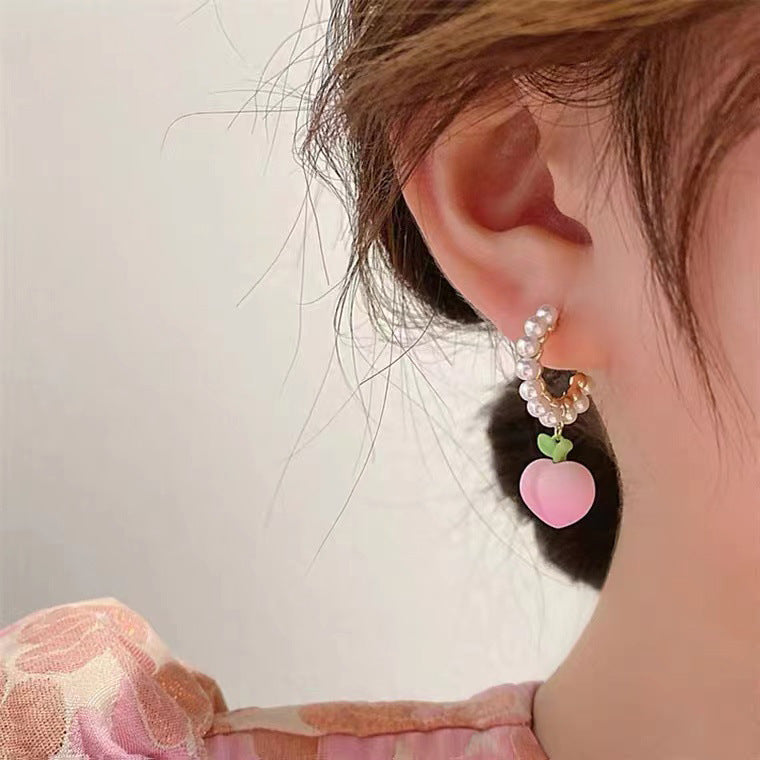 Pearl pink peach earring earrings