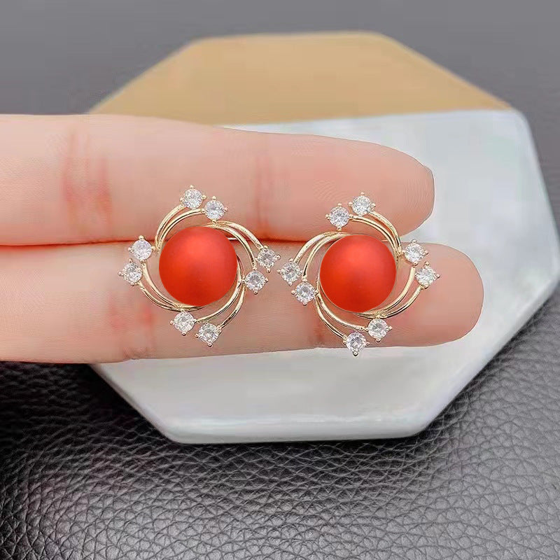 Red festive earrings