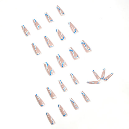 Blue white PRESS ON NAILS