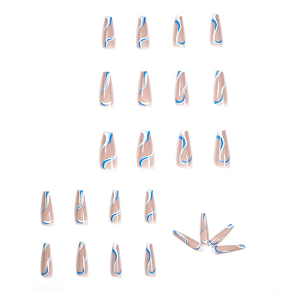 Blue white PRESS ON NAILS
