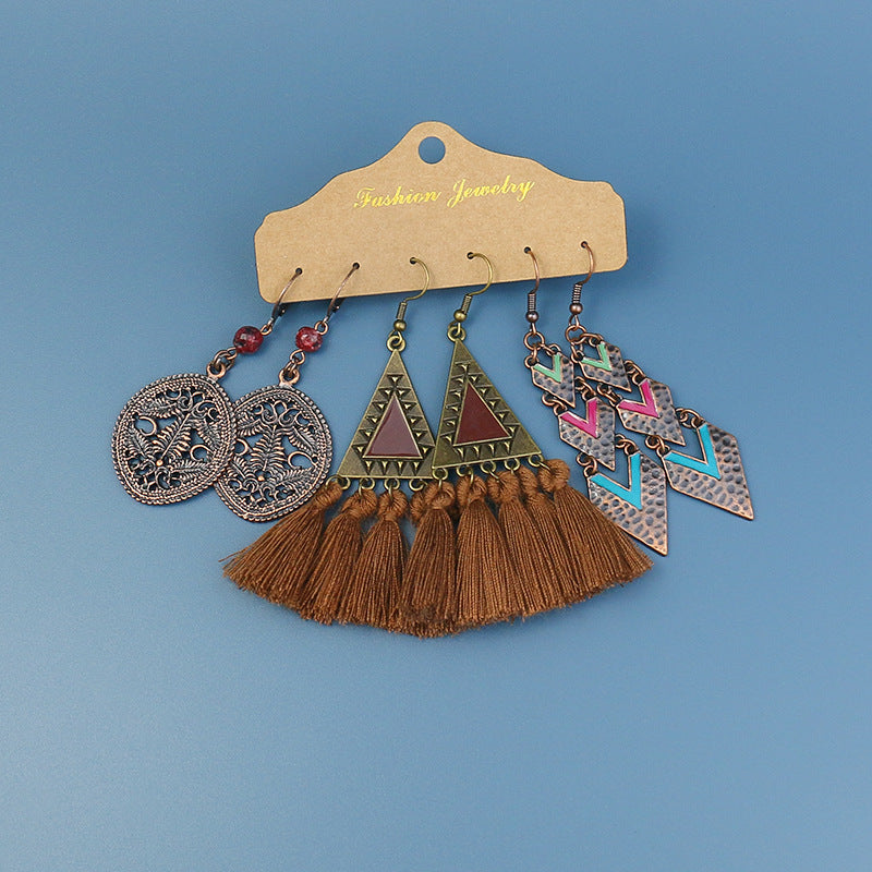 Tassel flowers large circle vintage earrings