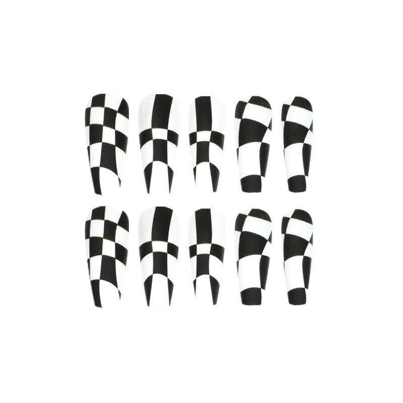 Black and white checkerboard PRESS ON NAILS