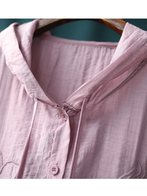 VINTAGE EMBROIDERED LINEN SUN-PROOF THIN OUTWEAR