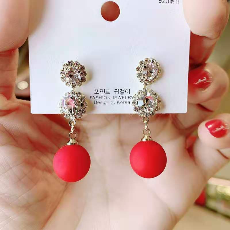 Red festive earrings