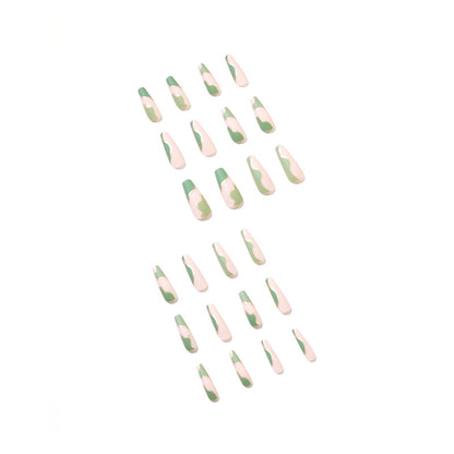 Color blocking grayish green PRESS ON NAILS