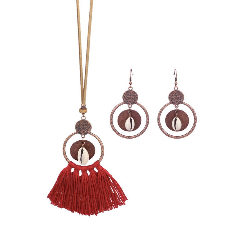 Fashion exaggerated geometric hollow tassel pendant necklace