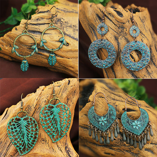 Geometric alloy retro earrings