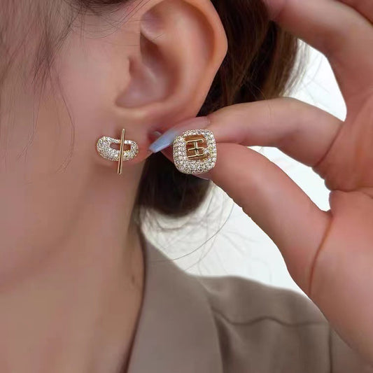 S925 silver needle flash diamond micro-inlaid Chinese fashion earrings