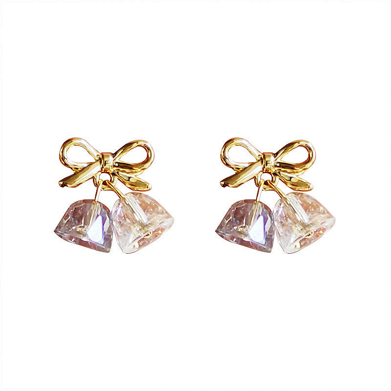 WHOLESALE retro clear bow sweet temperament earrings