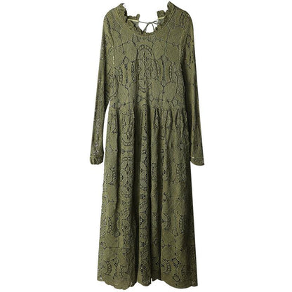 Casual Floral Daily Green Long Sleeve Midi Dress