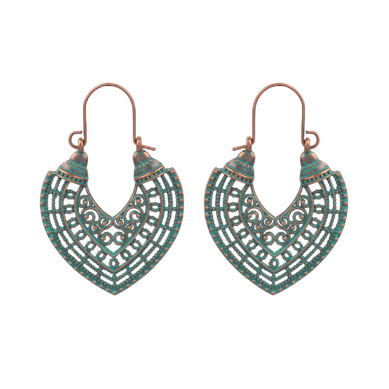 Flower and leaf texture vintage earrings