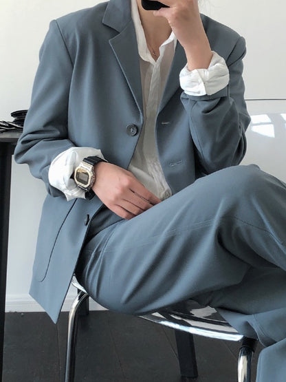 Loose Solid Casual Blazer Lapel Outwear