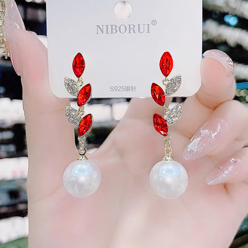 Red festive earrings