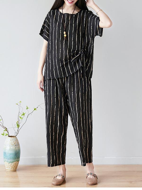 SUMMER NEW OVERSIZE STRIPED CASUAL PANTS SUIT - Zebrant
