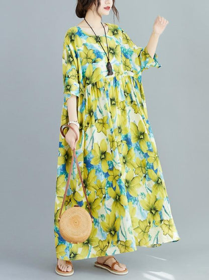 Plus Size Loose Floral Maxi Dress