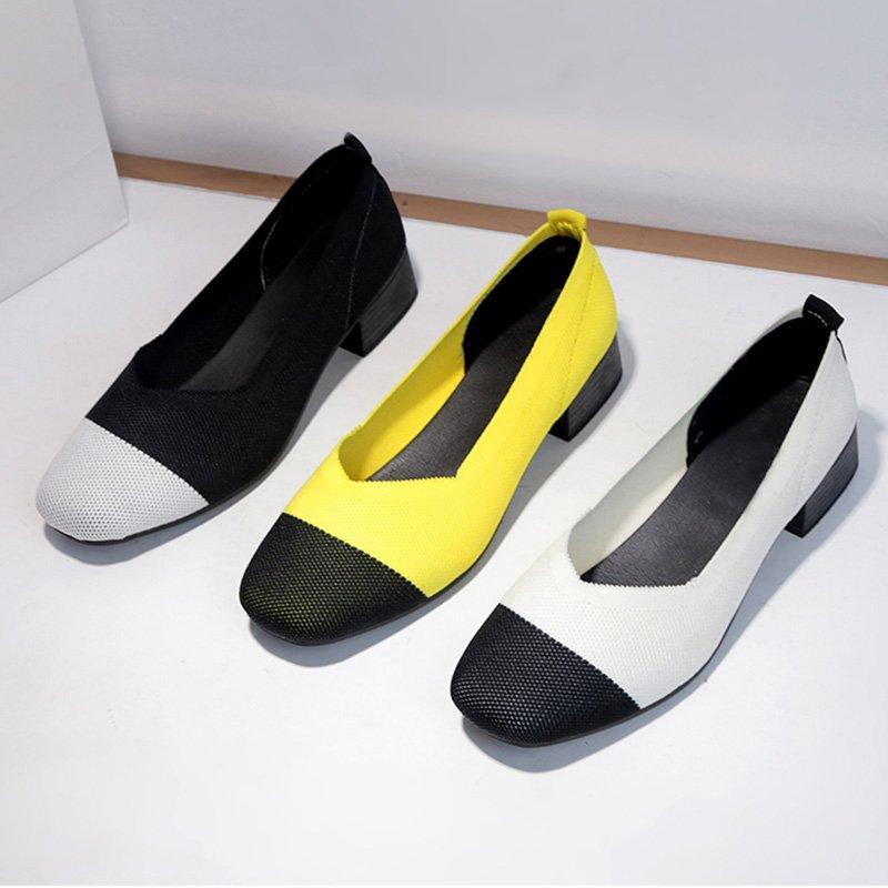 Color Block Chunky Heel Daily Casual Shoes