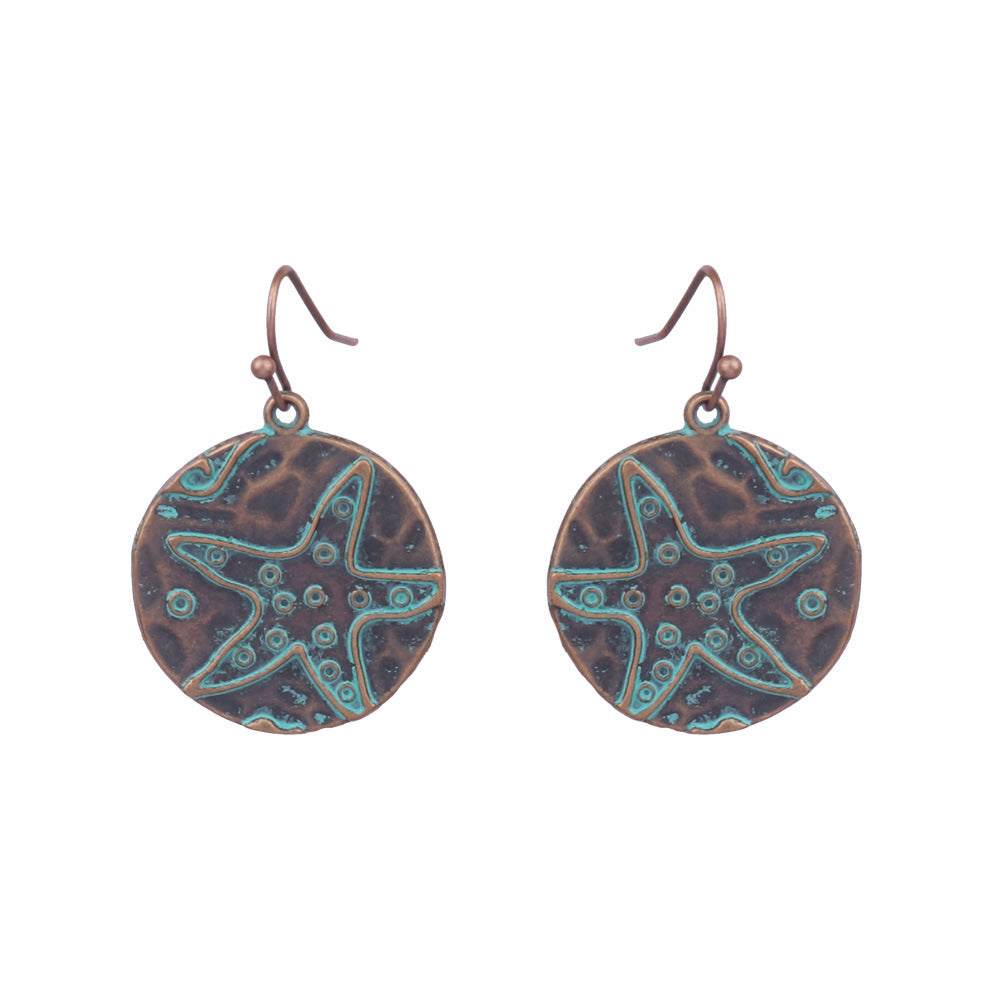 Retro earrings geometric turquoise tassel earrings