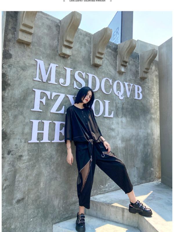 Plus Size Loose Chiffon Solid Split-Joint Blouse