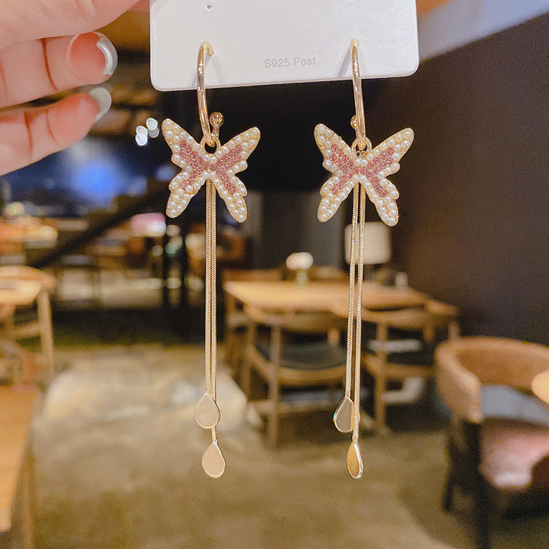 Wholesale butterfly long Tassel Earrings