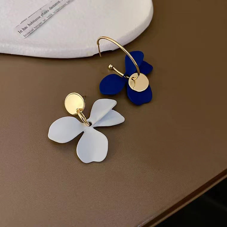 S925 silver needle asymmetrical vintage earrings