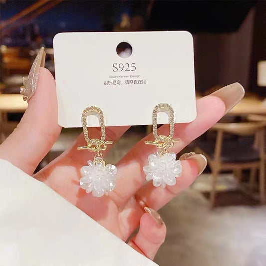 S925 Silver Needle Garden Shell Petal Earrings