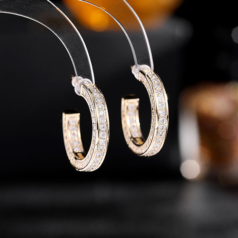 Zircon ring earrings C-ring Earrings