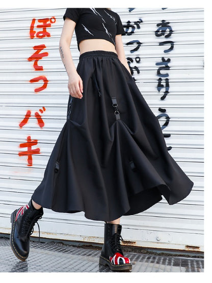 BLACK LOOSE EMPIRE A-LINE SKIRT