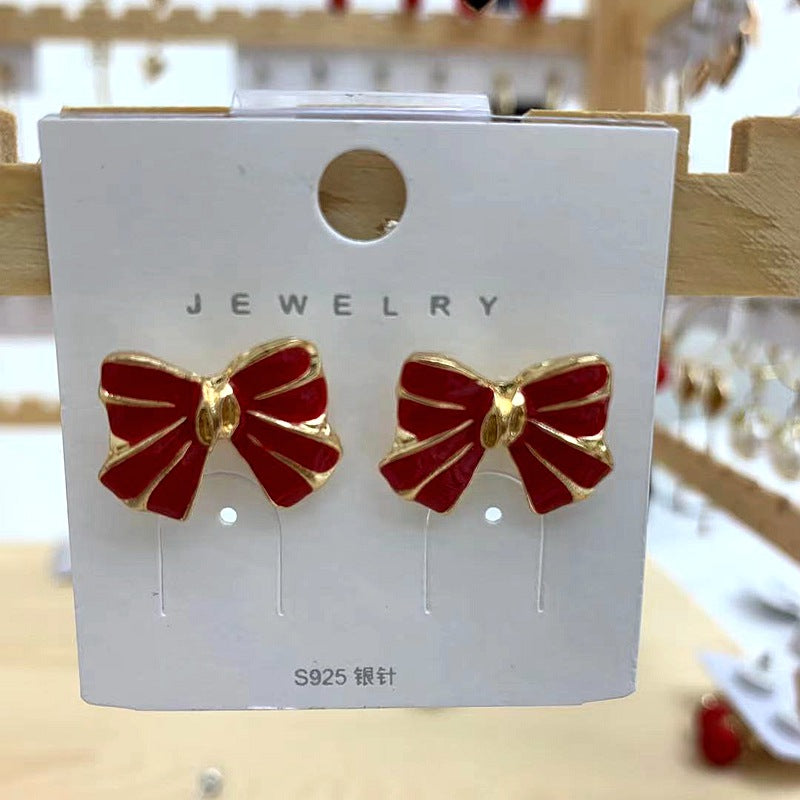 Red festive earrings