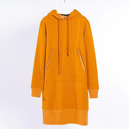 Hoodie Drawstring Winter Long Sleeve Midi Dress