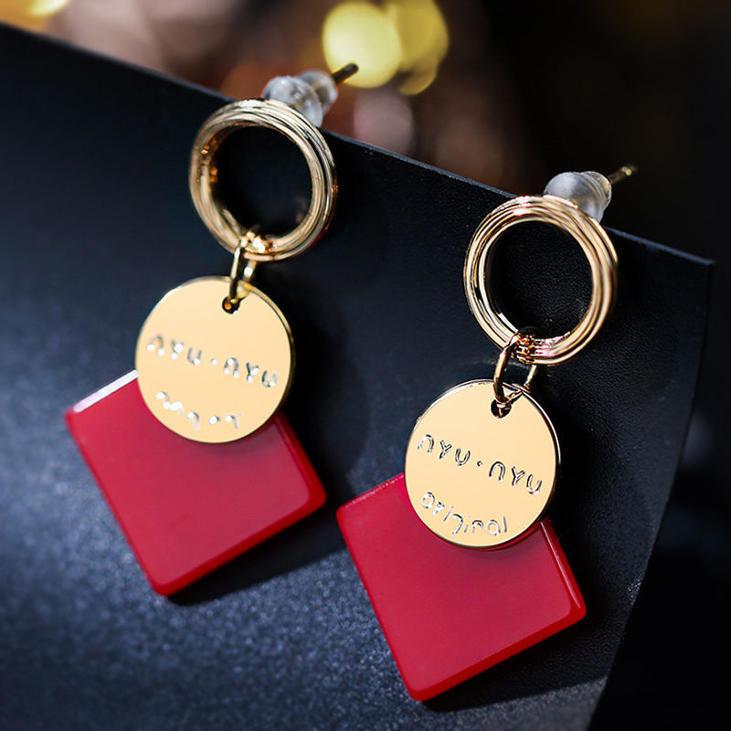 Red festive earrings