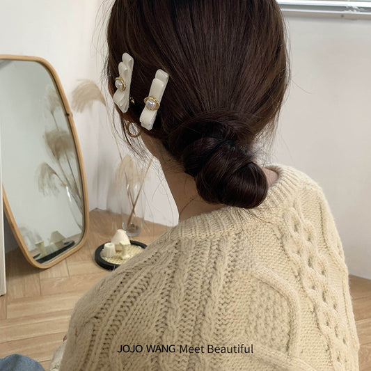 Bow pearl Hair Clips