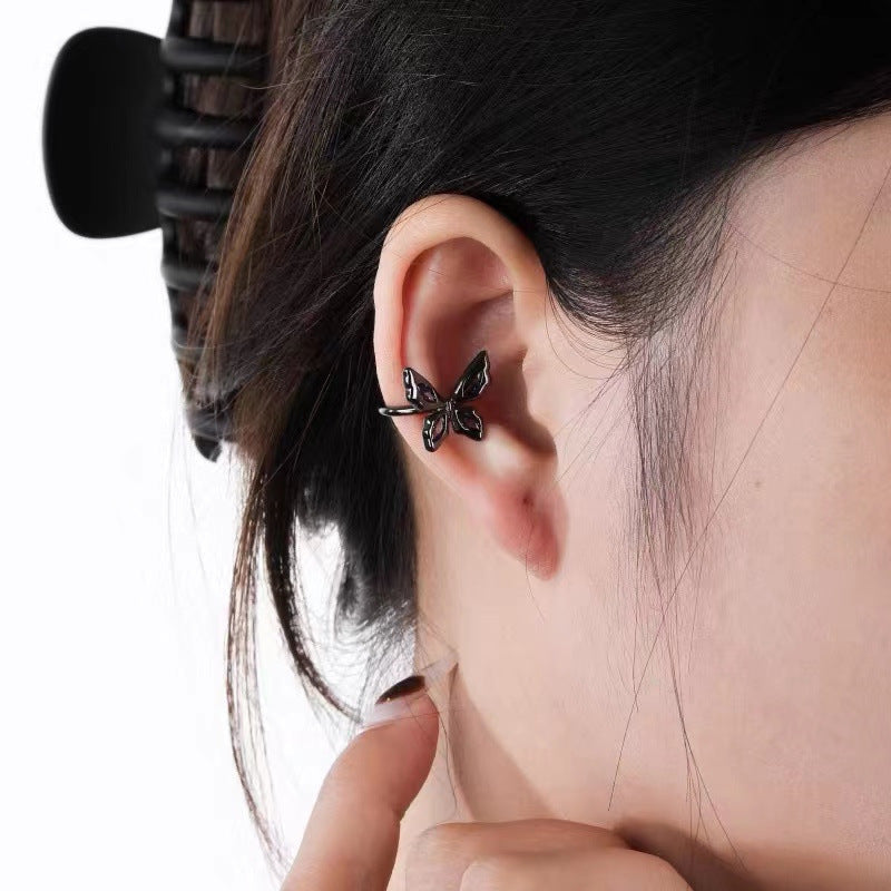 Korean black zircon butterfly earrings