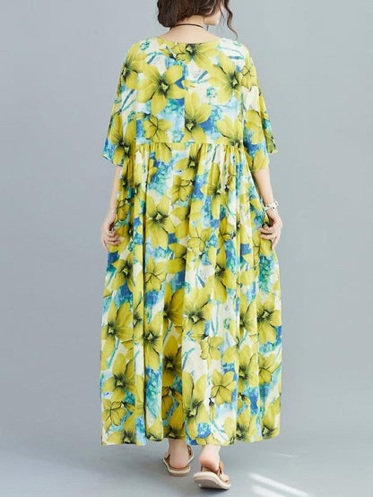 Plus Size Loose Floral Maxi Dress