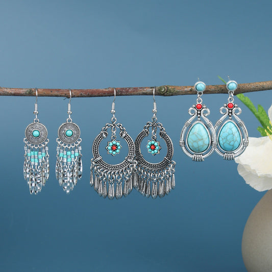 Flower tassel temperament earrings