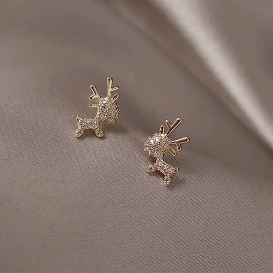 Fashion simple small and cute Christmas deer earrings