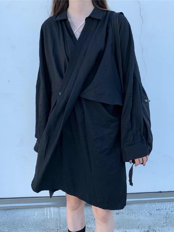 Original Solid Irregularity Shirt Dress