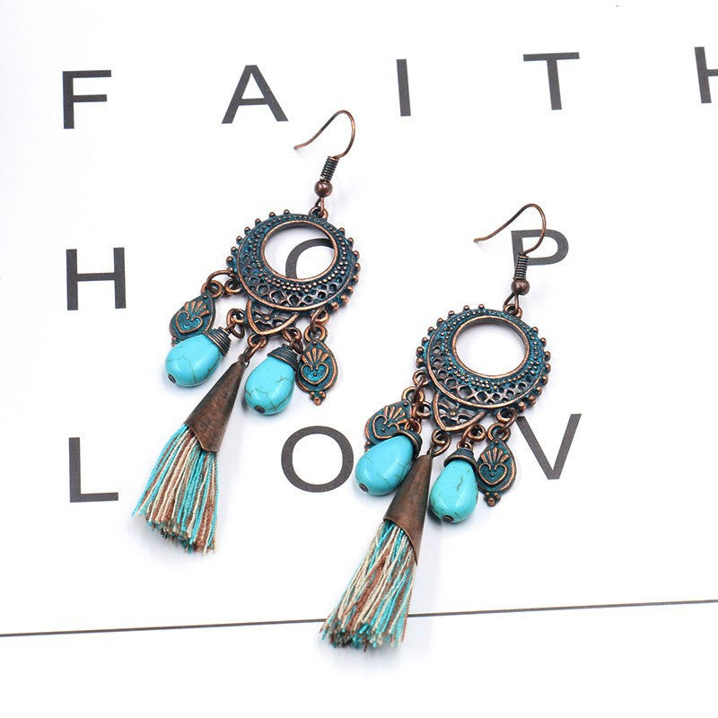 Diamond alloy simple fashion turquoise earrings