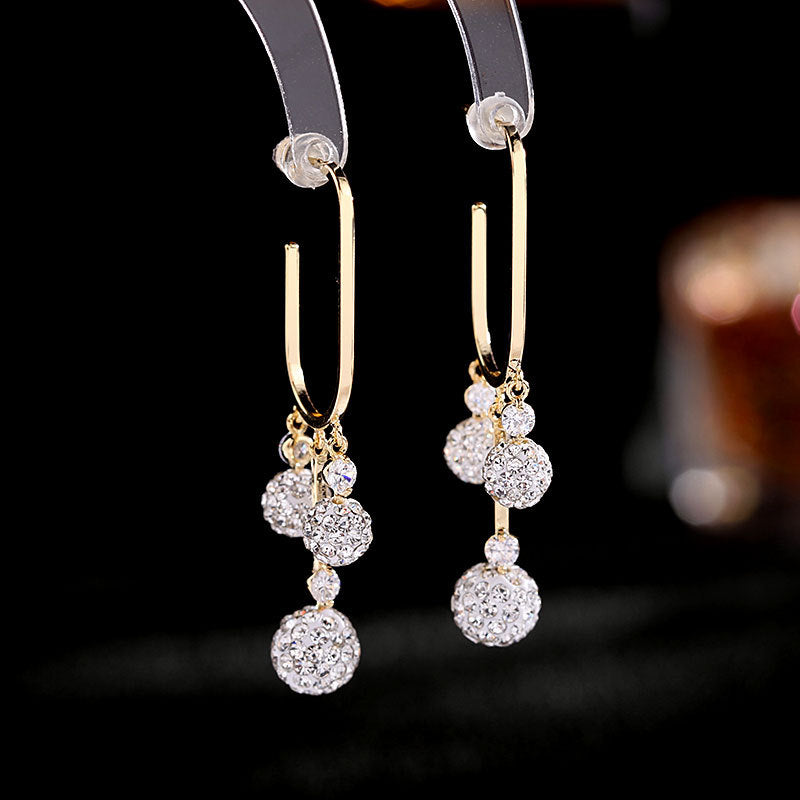 Long full diamond Ball Earrings