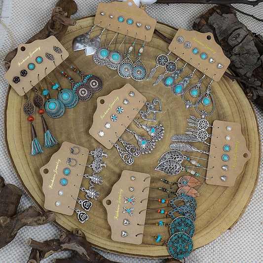 Stylish vintage bead leaf earrings