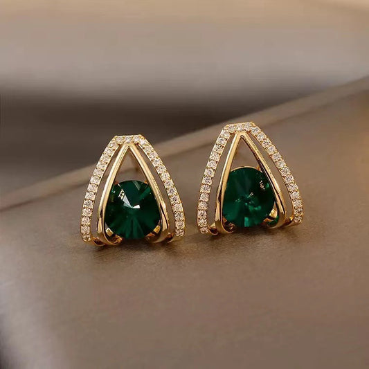 Korean Emerald S925 Silver Needle Fashion Earrings