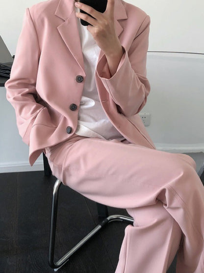 Loose Solid Casual Blazer Lapel Outwear