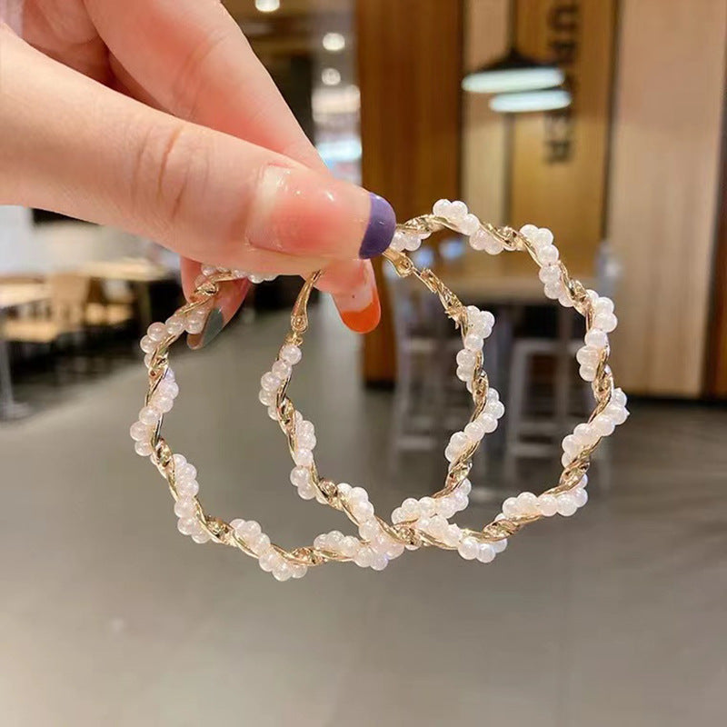 S925 silver needle fashion wrapped pearl earrings